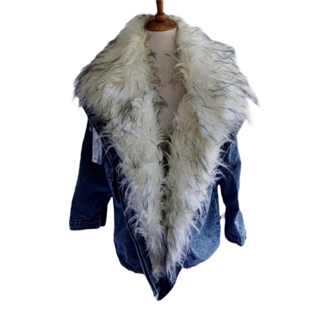 M.N.H LXQ JEANS DENIM AND FAUX FUR COAT SIZE M NWT